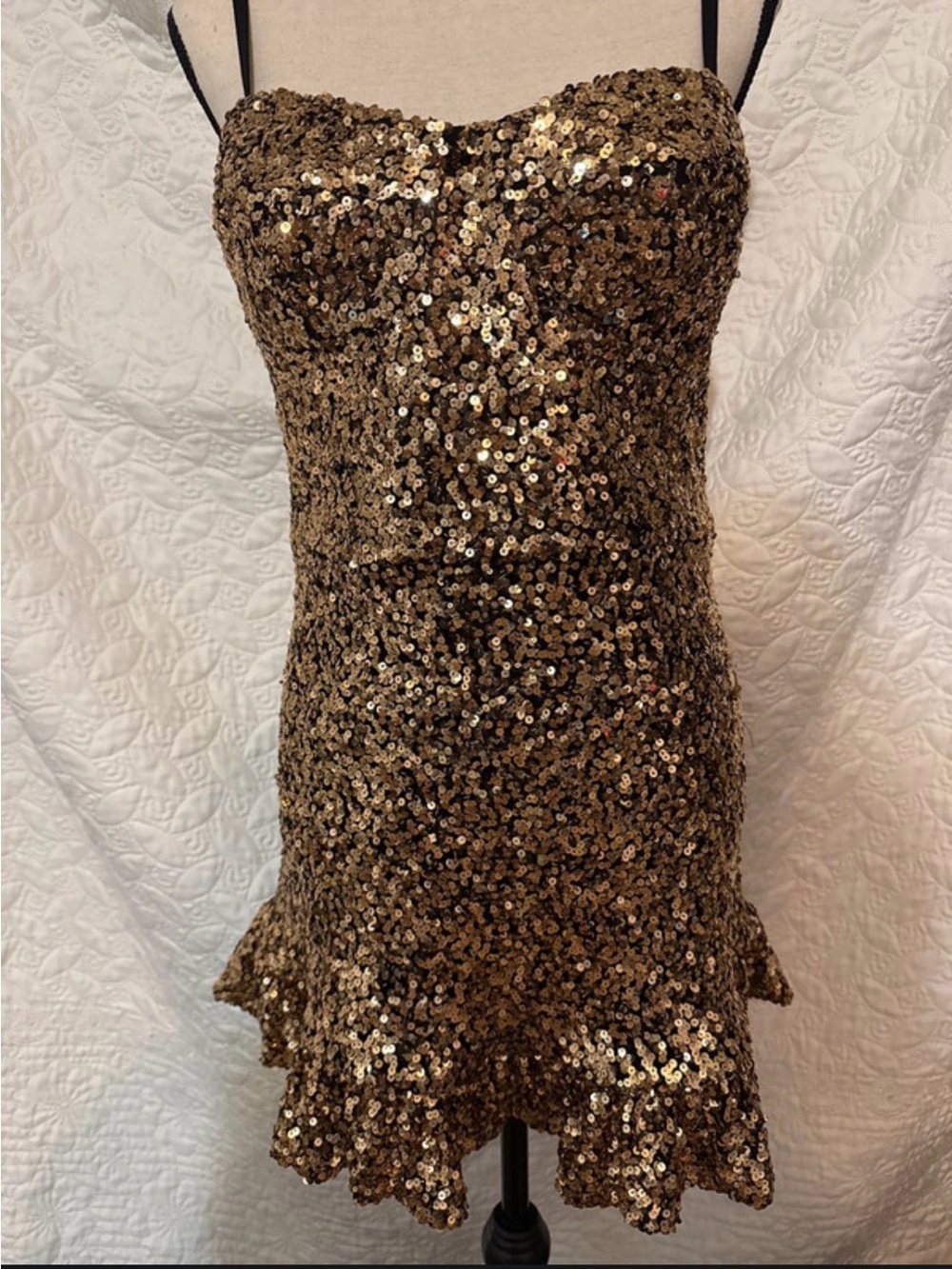 Dress the Population Gold Sequin Slip Dress - Junior Homecoming
